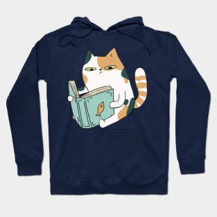 Cute Calico cat reading a book Hoodie